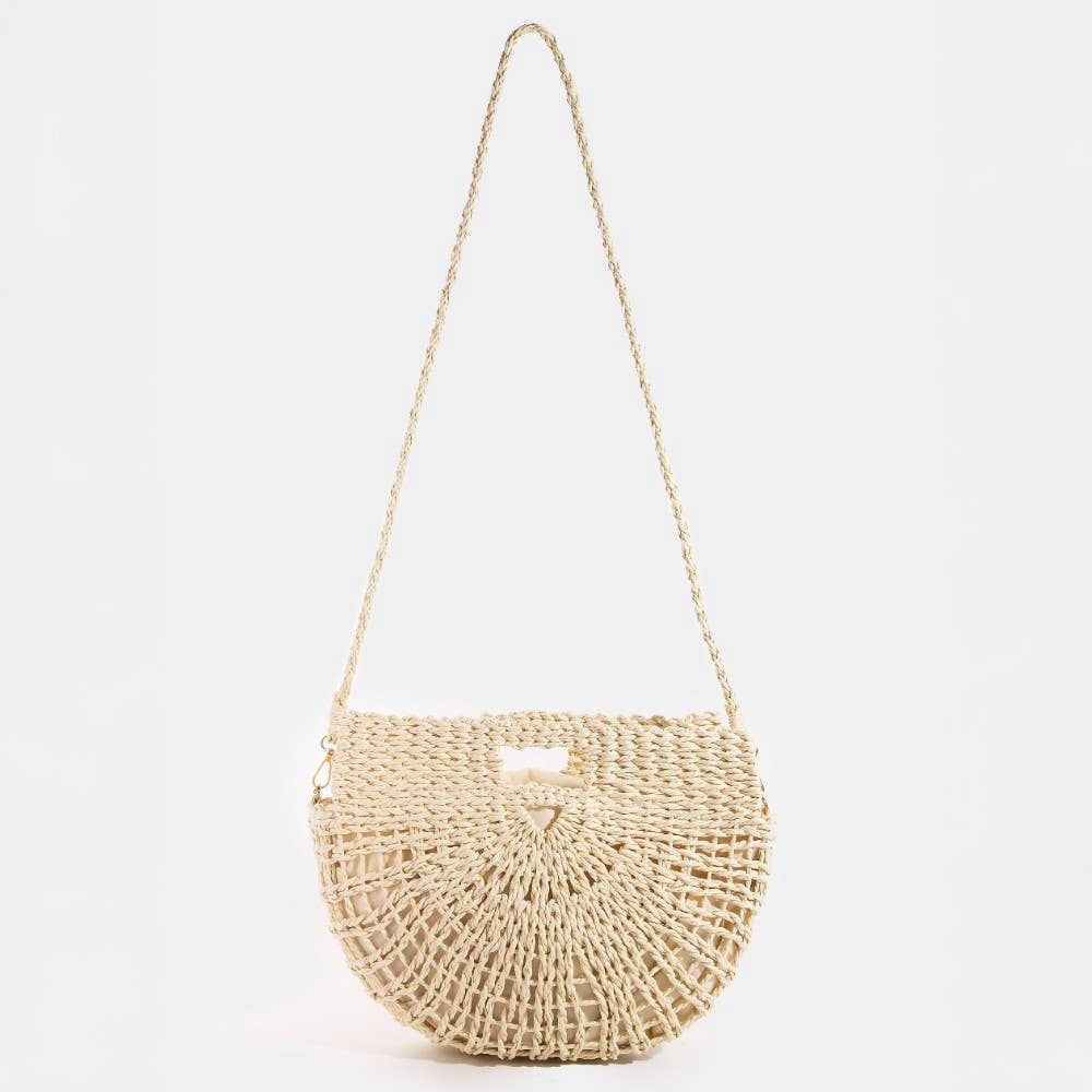 Isla’s Semi Circle Straw Woven Hand Bag- Large