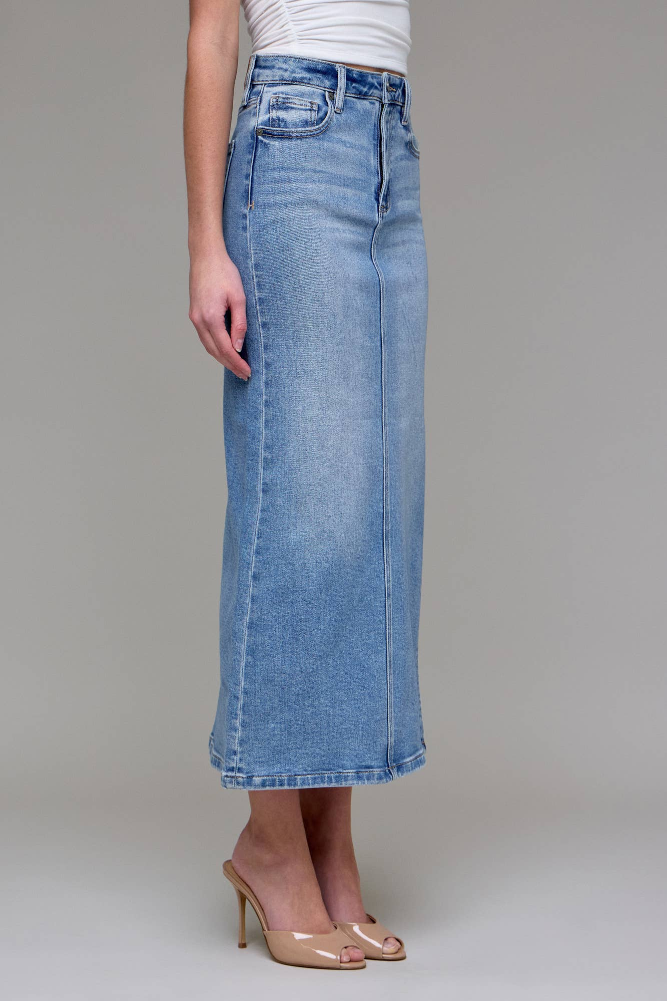 Peyton Medium Light Denim Midi Skirt