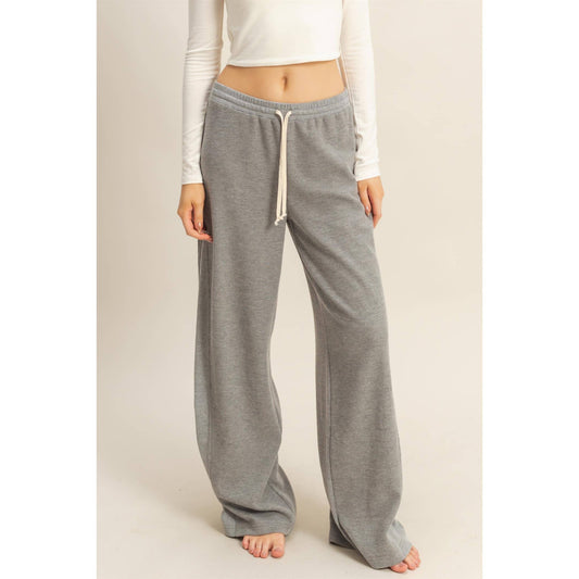 Waffled Knit Pants With Contrasting Ties