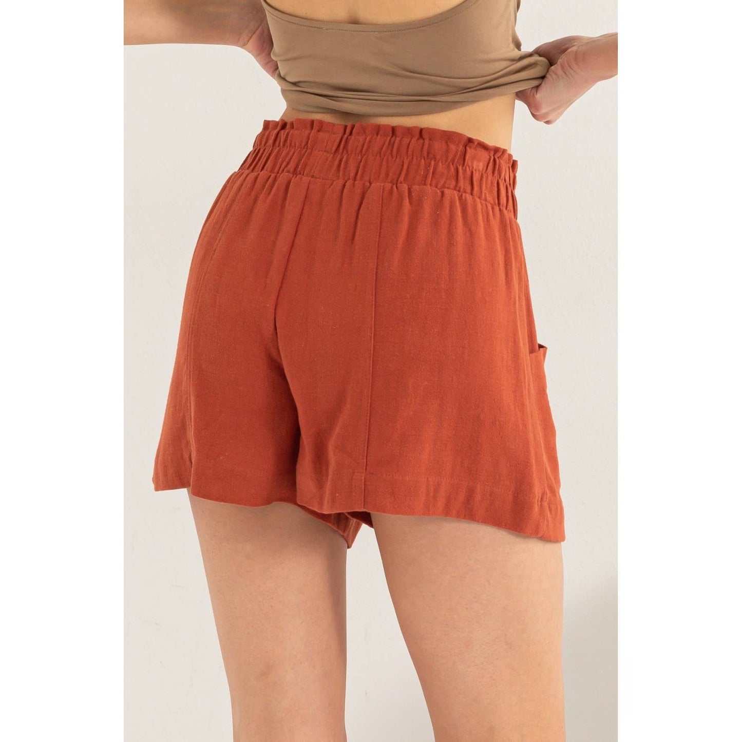 ALL TIME FUN HIGH WAIST LINEN SHORTS