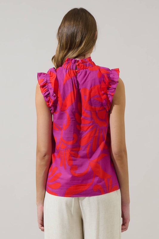 Arona Floral Zoie Ruffle Top