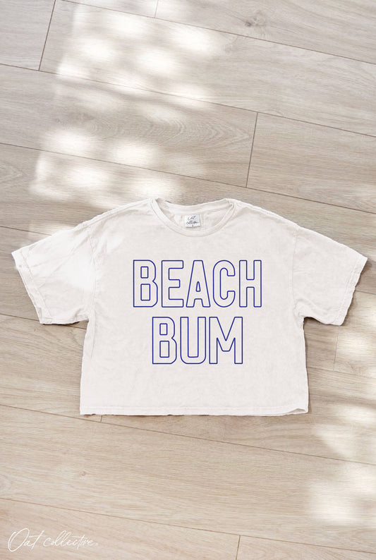 BEACH BUM Cropped Mineral Graphic Top