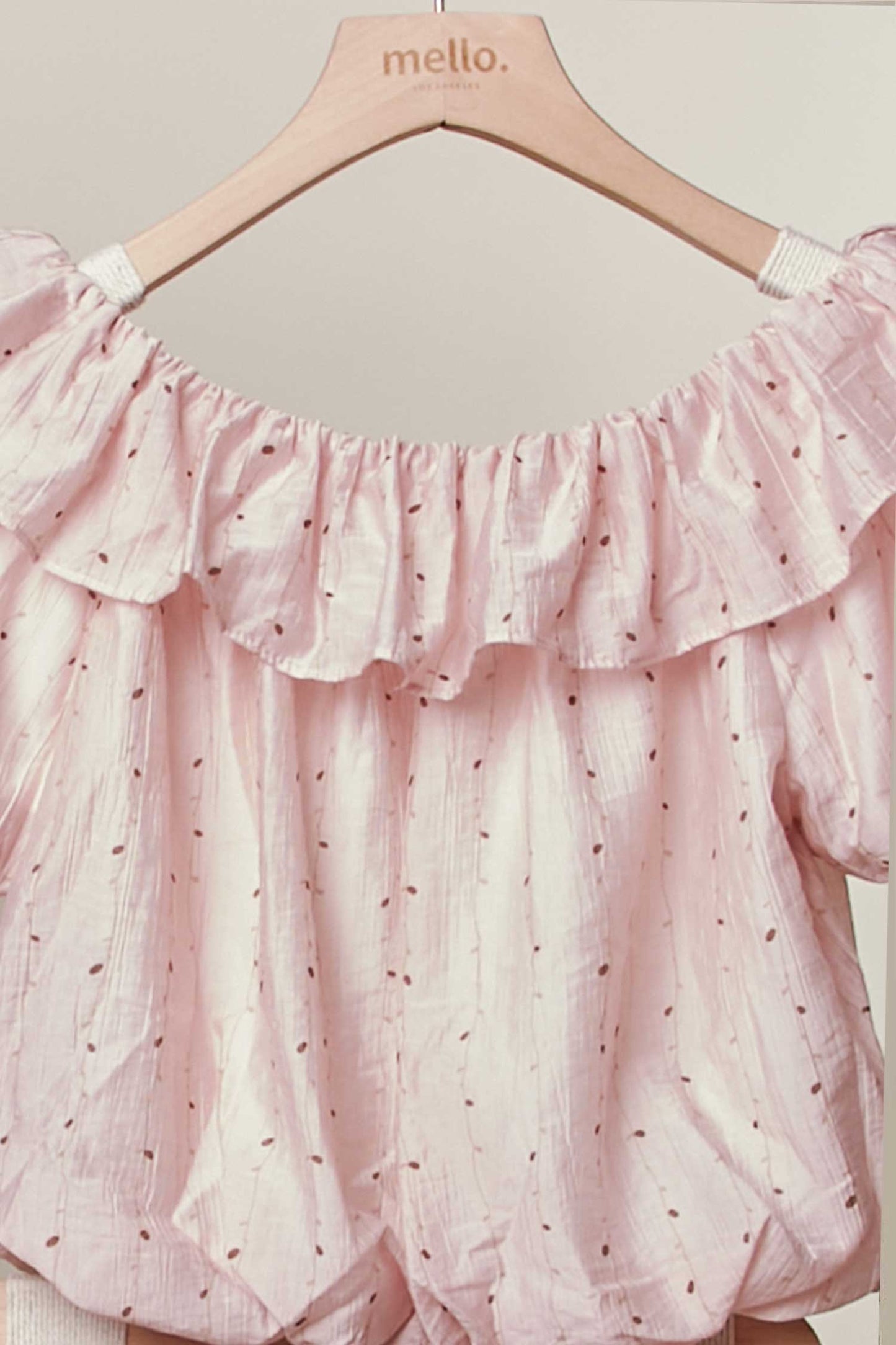 Printed Ruffle Off Shoulder Short Sleeve Top