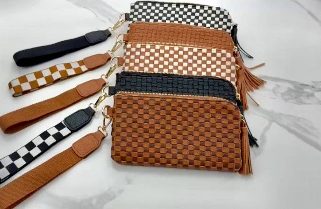 Lila Woven Wallet Wristlet - Tan