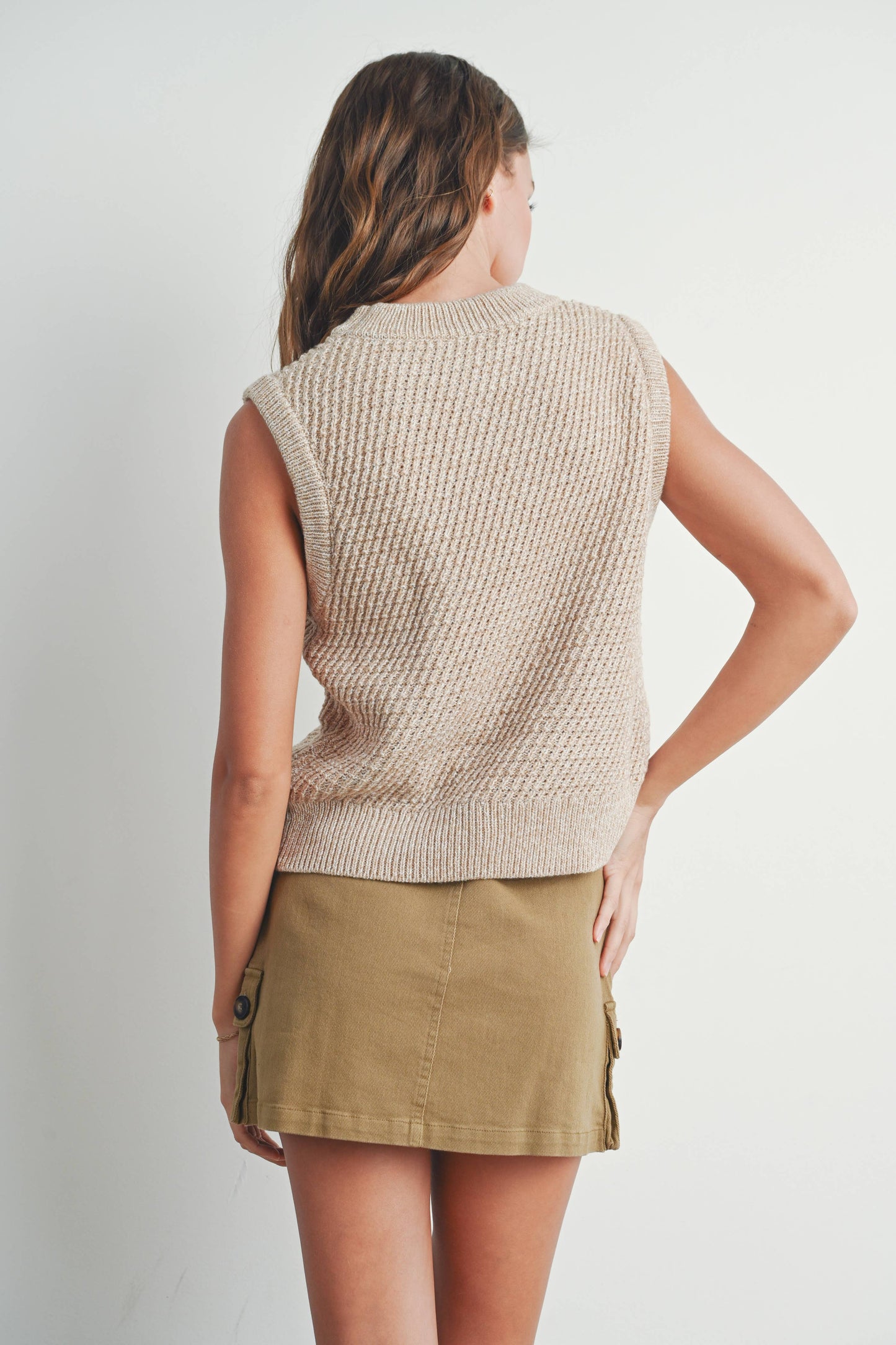 Sleeveless Crew Neck Sweater Knit Vest - By BUTTERMELON
