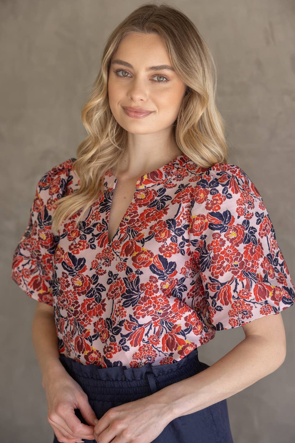 Multi Color Floral Jacquard Top