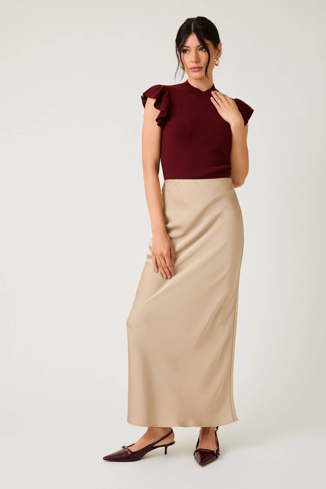 Bias Satin Midi Skirt by LE LIS