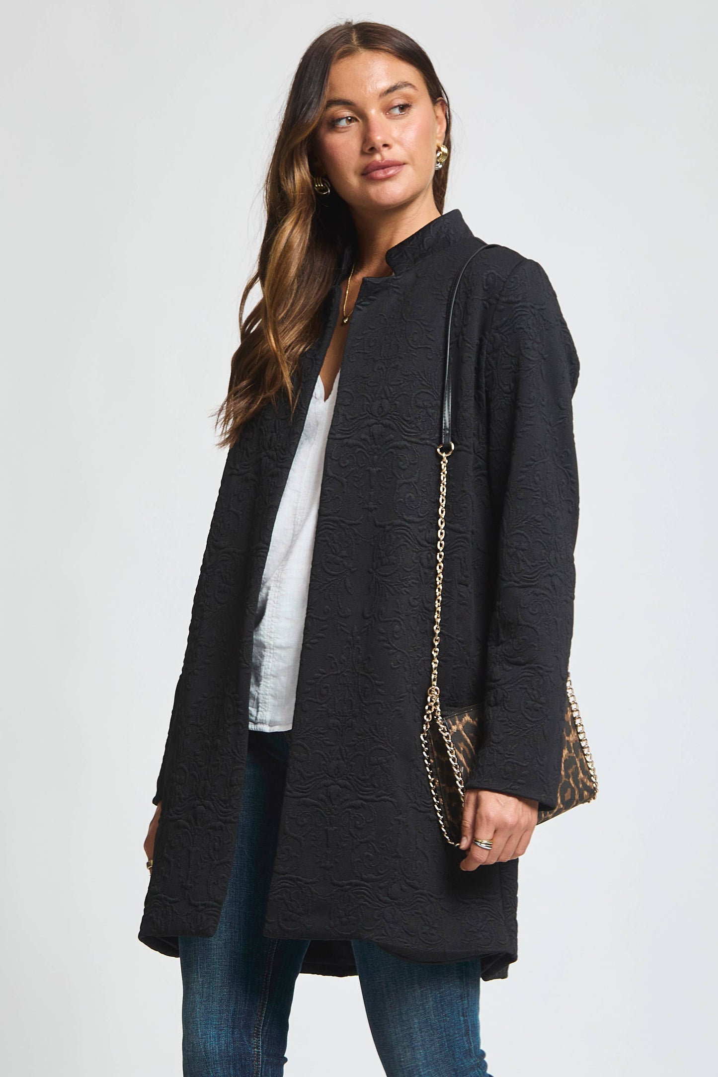 Jacquard Midi Coat