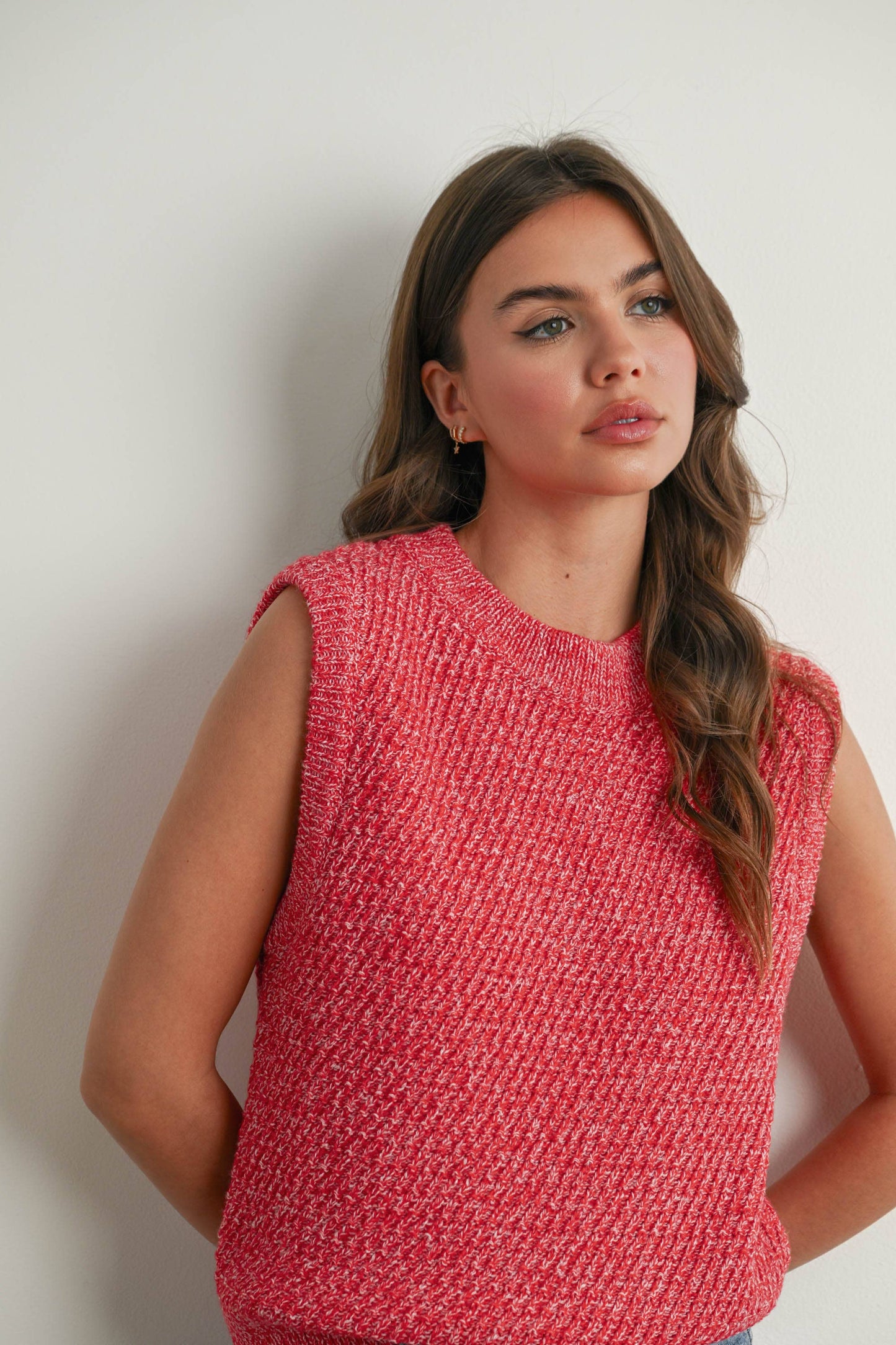 Sleeveless Crew Neck Sweater Knit Vest - By BUTTERMELON