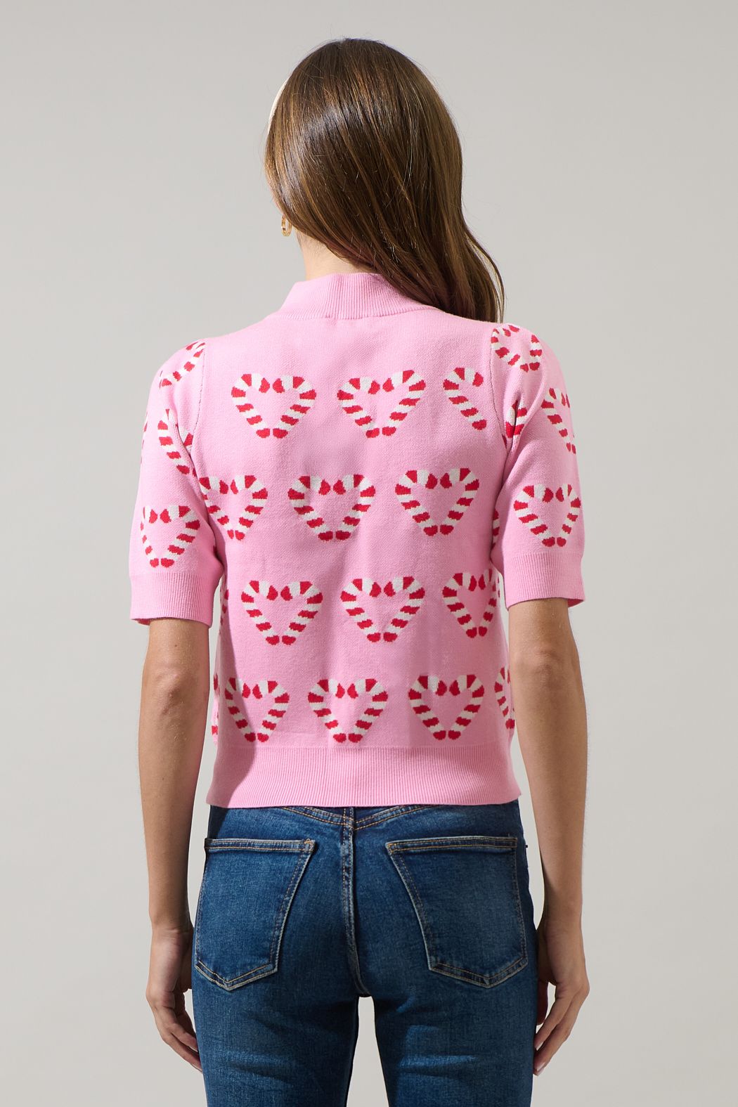 Candy Cane Short Sleeve Sweater