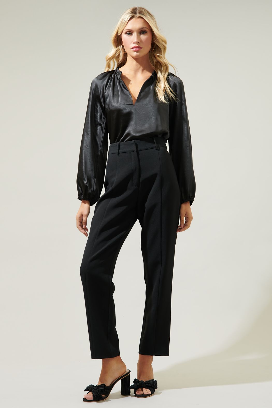 Alcazar Raglan Sleeve Satin Blouse